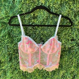 RARE For Love & Lemons Swaying Roses Bustier Corset Lace Bra Top